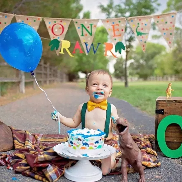 Baby Boys First 1st Birthday Party Cake Smash Outfit Adjustable Suspenders Bowtie Bloomers Clothes Set for Photo PropsJungle 1