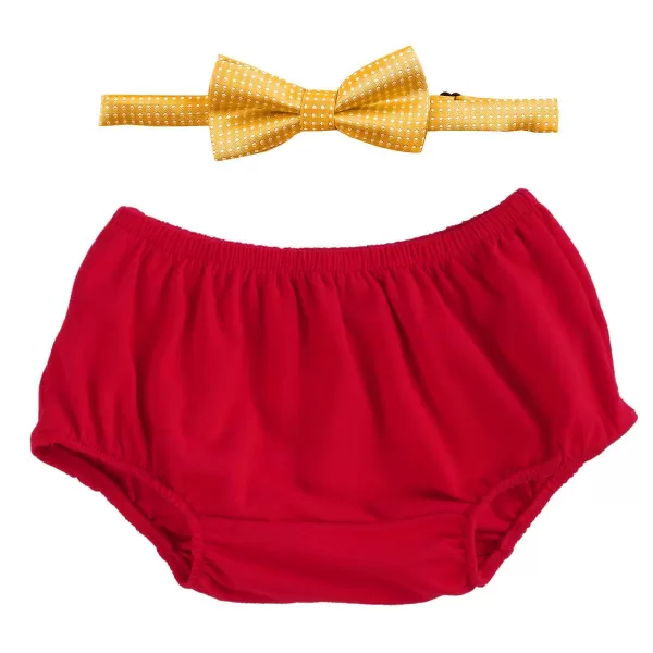 Baby Boys First 1st Valentines Day Birthday Cake Smash Outfit Gentleman Formal Bowtie and Diaper Covers Bloomers Shorts Clothes Set for Photo Props Party Red Bowtie 324 Months324 Months Red  Yellow Bowtie