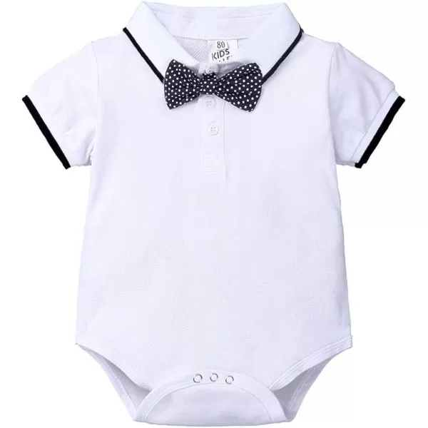 Baby Boys First Birthday Cake Smash Outfit Gentleman Bowtie Romper Suspenders Shorts Pants Toddler Tuxedo Formal SuitWhite