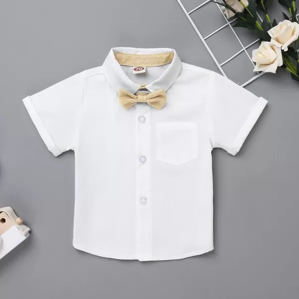 Baby Boys Formal Suit Set Short Sleeve Bowtie TShirt Suspenders Shorts Pants Wedding Tuxedo Outfits Cake Smash ClothesKhaki