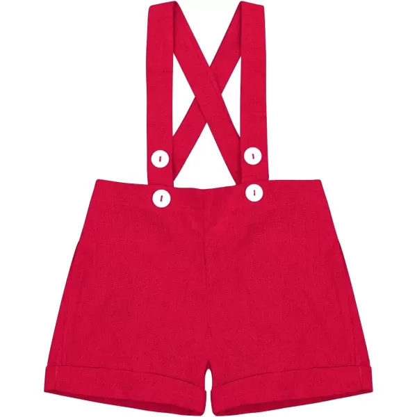 Baby Boys Formal Suit Set Short Sleeve Bowtie TShirt Suspenders Shorts Pants Wedding Tuxedo Outfits Cake Smash ClothesRed Romper