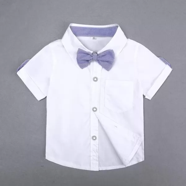 Baby Boys Formal Suit Set Short Sleeve Bowtie TShirt Suspenders Shorts Pants Wedding Tuxedo Outfits Cake Smash ClothesWhite  Khaki