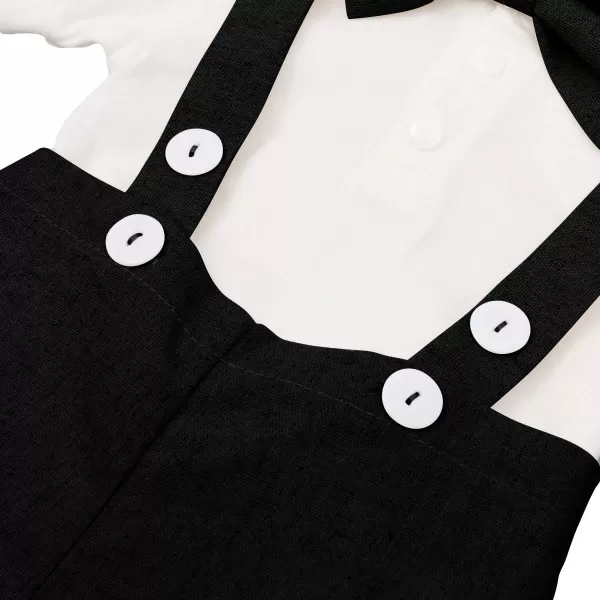 Baby Boys Formal Suit Set Short Sleeve Romper Suspenders Shorts Pants Bowtie Wedding Tuxedo Outfits Cake Smash ClothesBlack