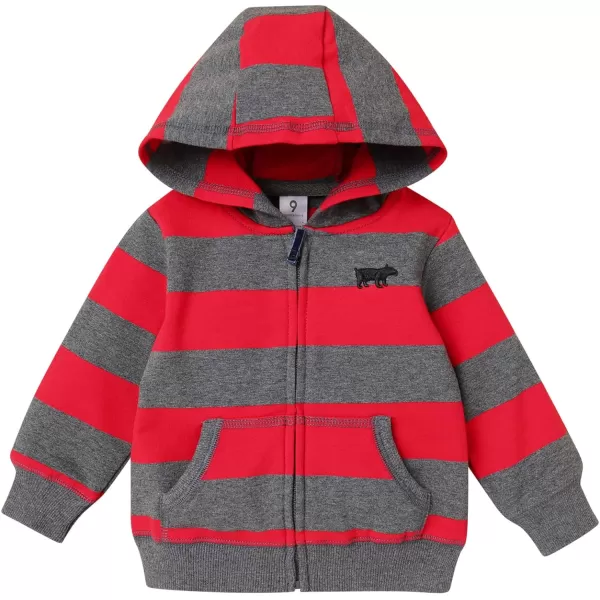 Baby Boys Girl Zip Up Hoodie with Cute Ear Toddler Fleece Sleeveless Jacket Sweatshirt Romper 3Pcs Fall Winter OutwearRed Stripe