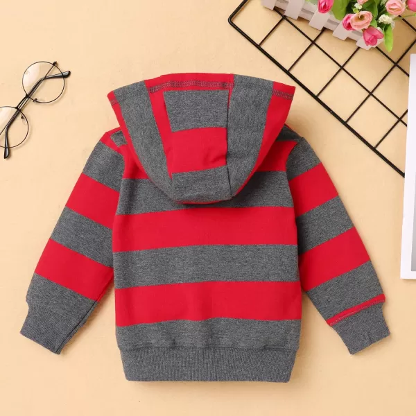 Baby Boys Girl Zip Up Hoodie with Cute Ear Toddler Fleece Sleeveless Jacket Sweatshirt Romper 3Pcs Fall Winter OutwearRed Stripe