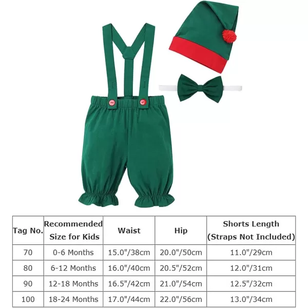 Baby Boys Girls Santa Elf Dwarf Costume First Christmas Party Dress up Cosplay with Hat for Newborn Photo Shoot GiftsGreen Elf