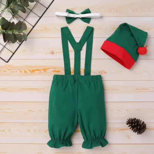 Baby Boys Girls Santa Elf Dwarf Costume First Christmas Party Dress up Cosplay with Hat for Newborn Photo Shoot GiftsGreen Elf