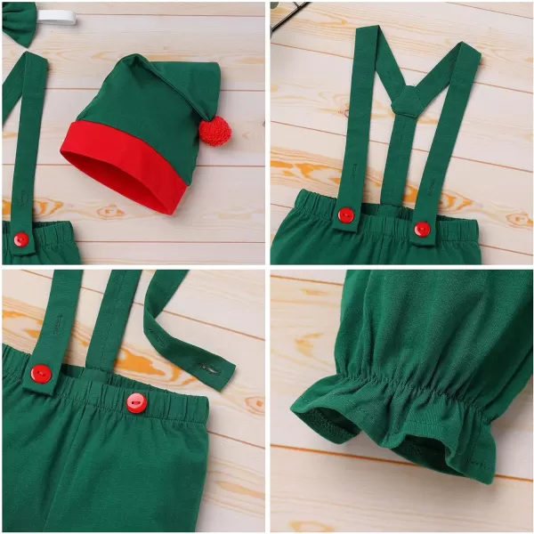 Baby Boys Girls Santa Elf Dwarf Costume First Christmas Party Dress up Cosplay with Hat for Newborn Photo Shoot GiftsGreen Elf