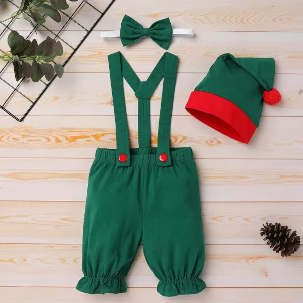 Baby Boys Girls Santa Elf Dwarf Costume First Christmas Party Dress up Cosplay with Hat for Newborn Photo Shoot GiftsGreen Elf