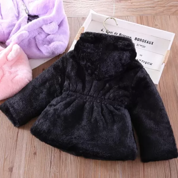 Baby Fleece Jacket Sherpa Zip Up Hoodie Toddler Girl Clothes Fall Outfit Long Sleeve Faux Fur Cardigan CoatBlack