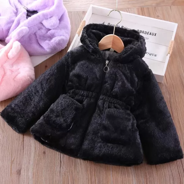 Baby Fleece Jacket Sherpa Zip Up Hoodie Toddler Girl Clothes Fall Outfit Long Sleeve Faux Fur Cardigan CoatBlack