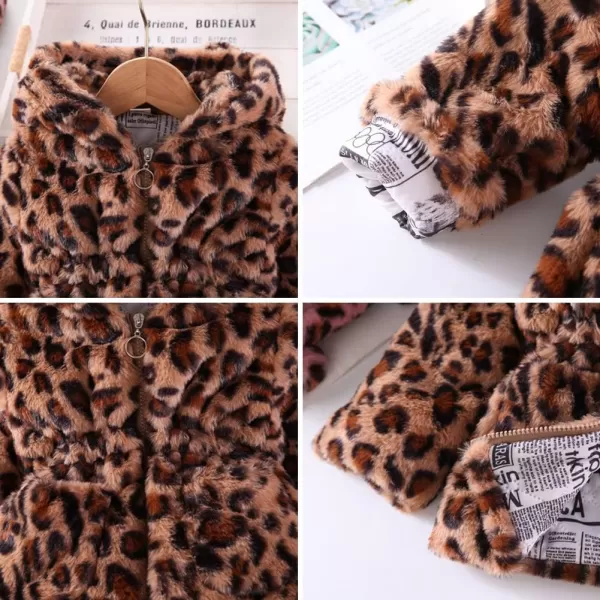 Baby Fleece Jacket Sherpa Zip Up Hoodie Toddler Girl Clothes Fall Outfit Long Sleeve Faux Fur Cardigan CoatBrown Leopard