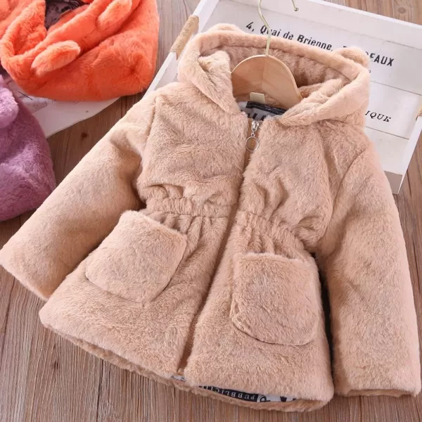 Baby Fleece Jacket Sherpa Zip Up Hoodie Toddler Girl Clothes Fall Outfit Long Sleeve Faux Fur Cardigan CoatKhaki