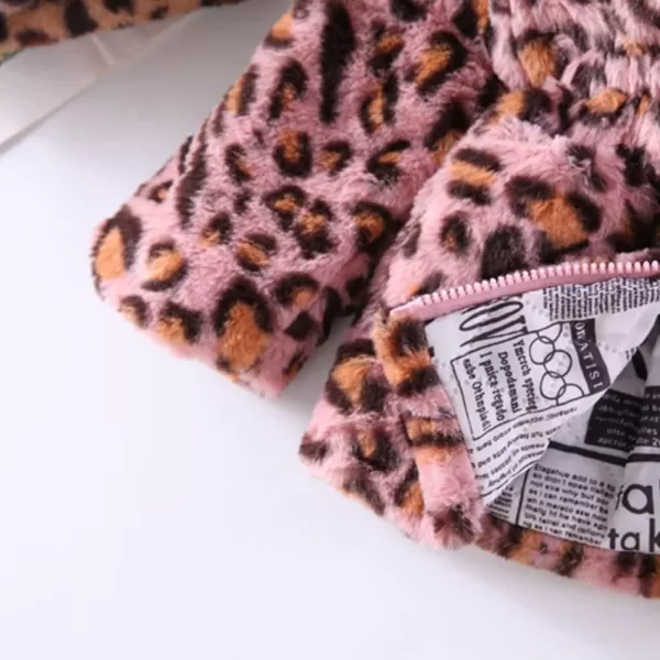 Baby Fleece Jacket Sherpa Zip Up Hoodie Toddler Girl Clothes Fall Outfit Long Sleeve Faux Fur Cardigan CoatPink Leopard