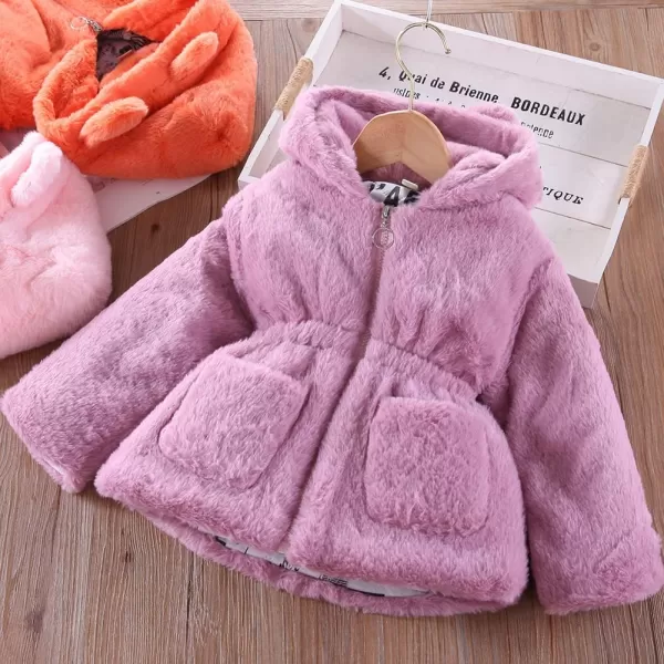 Baby Fleece Jacket Sherpa Zip Up Hoodie Toddler Girl Clothes Fall Outfit Long Sleeve Faux Fur Cardigan CoatPurple