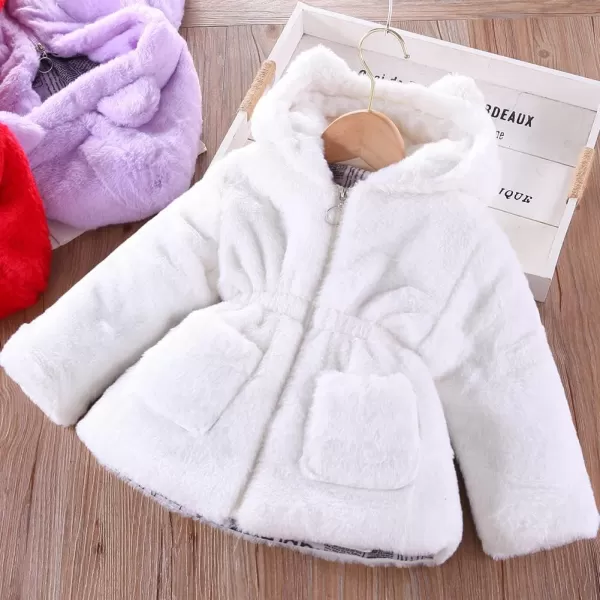 Baby Fleece Jacket Sherpa Zip Up Hoodie Toddler Girl Clothes Fall Outfit Long Sleeve Faux Fur Cardigan CoatWhite