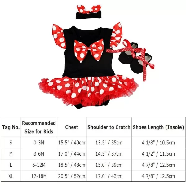 Baby Girl 1st Halloween Birthday Outfit Mermaid Snow White Princess Romper Dress Headband Shoes Clothes 3pcs SetRed  Black