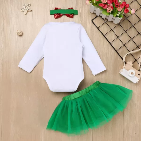 Baby Girl Christmas Outfit My First Christmas Santa Romper Tutu Dress Outfit Red Santa Hat Leg Warmers Shoes ClothesGreen  1st Christmas