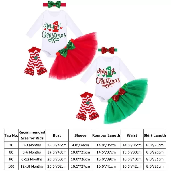 Baby Girl Christmas Outfit My First Christmas Santa Romper Tutu Dress Outfit Red Santa Hat Leg Warmers Shoes ClothesGreen  1st Christmas