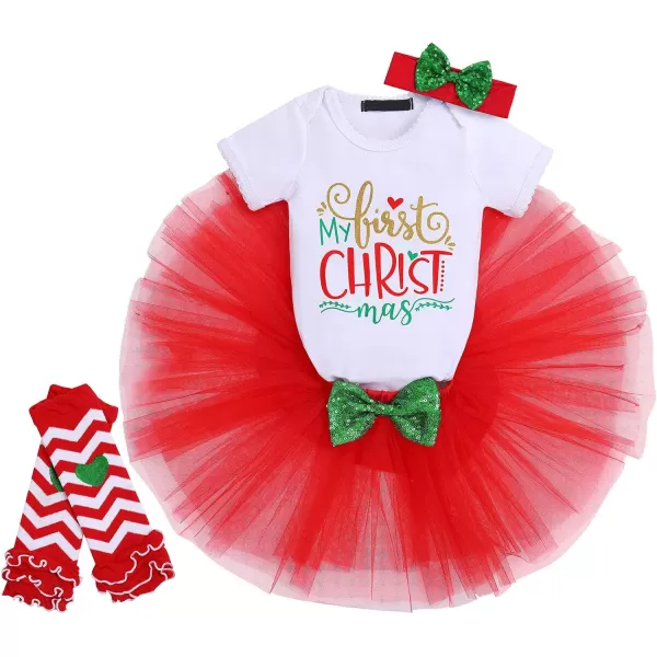 Baby Girl Christmas Outfit My First Christmas Santa Romper Tutu Dress Outfit Red Santa Hat Leg Warmers Shoes ClothesRed  First Christmas