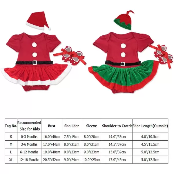 Baby Girl Christmas Outfit My First Christmas Santa Romper Tutu Dress Outfit Red Santa Hat Leg Warmers Shoes ClothesRed  Green Short Sleeve 3pcs