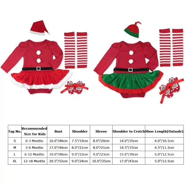 Baby Girl Christmas Outfit My First Christmas Santa Romper Tutu Dress Outfit Red Santa Hat Leg Warmers Shoes ClothesRed Long Sleeve 4pcs