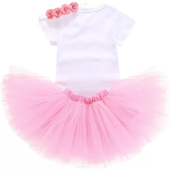 Baby Girl First Birthday Clothes 1st Crown RomperRuffle Tulle SkirtBow Headband 3PCS Party Dress Set Smash Cake OutfitPink  Wild One