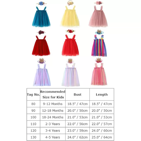 Baby Girl Tutu Dress Summer Sleeveless Backless Princess Birthday Party Dresses Sundress Skirt Set with Flower HeadbandBlue