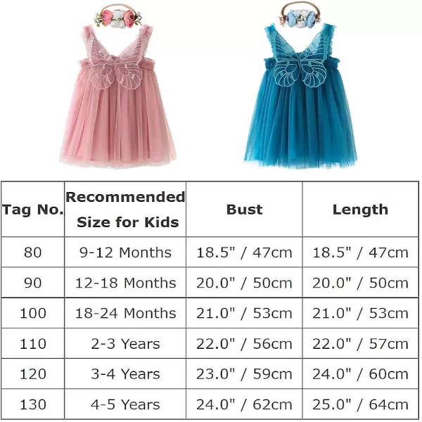 Baby Girl Tutu Dress Summer Sleeveless Backless Princess Birthday Party Dresses Sundress Skirt Set with Flower HeadbandBlue Butterfly