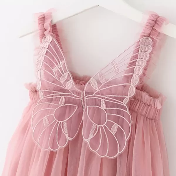 Baby Girl Tutu Dress Summer Sleeveless Backless Princess Birthday Party Dresses Sundress Skirt Set with Flower HeadbandDusty Pink Butterfly