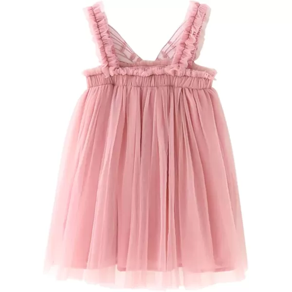 Baby Girl Tutu Dress Summer Sleeveless Backless Princess Birthday Party Dresses Sundress Skirt Set with Flower HeadbandDusty Pink Butterfly