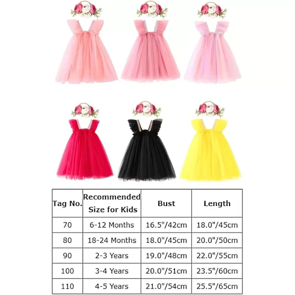 Baby Girl Tutu Dress Summer Sleeveless Backless Princess Birthday Party Dresses Sundress Skirt Set with Flower HeadbandHot Pink