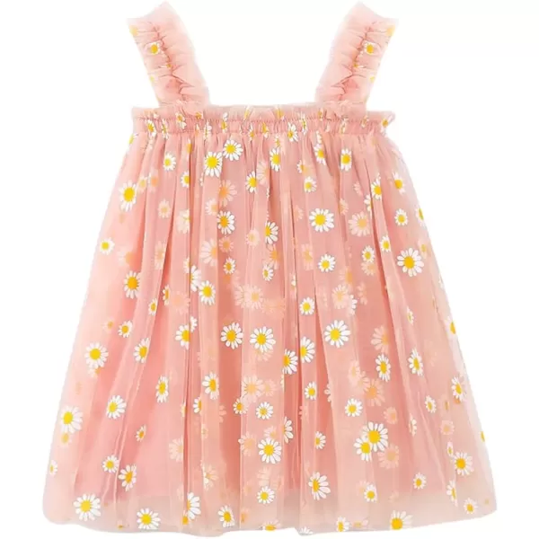 Baby Girl Tutu Dress Summer Sleeveless Backless Princess Birthday Party Dresses Sundress Skirt Set with Flower HeadbandPink  Yellow Daisy