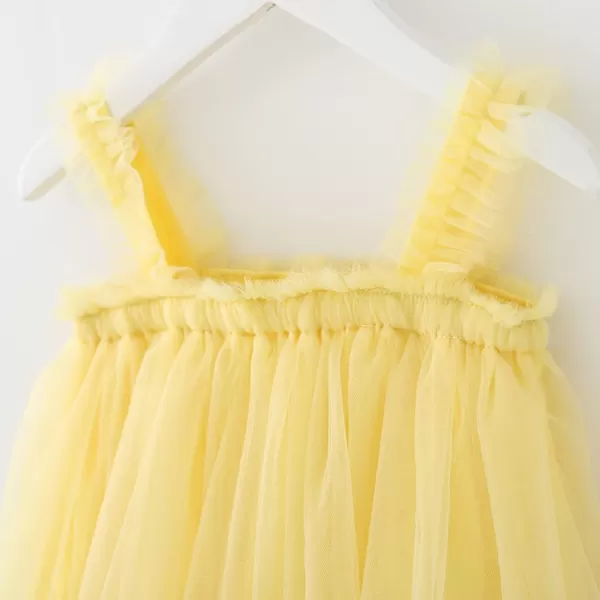 Baby Girl Tutu Dress Summer Sleeveless Backless Princess Birthday Party Dresses Sundress Skirt Set with Flower HeadbandYellow  Sling