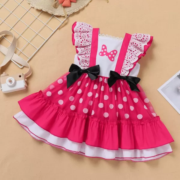 Baby Girl Tutu Dress Summer Sleeveless Plaid Princess Birthday Party Dresses Flower Bowknot Sundress with Headband SetHot Pink Bow