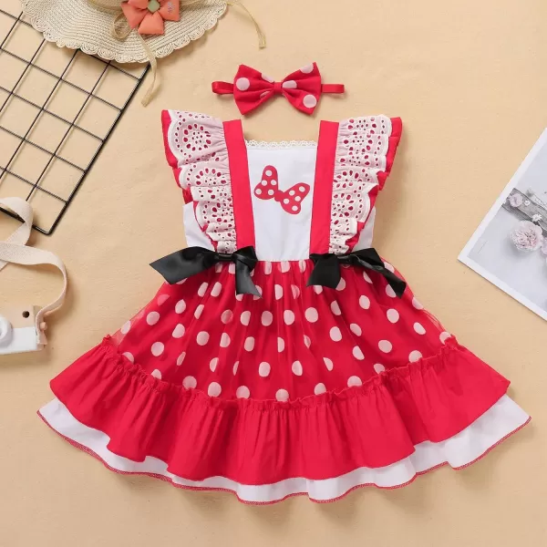 Baby Girl Tutu Dress Summer Sleeveless Plaid Princess Birthday Party Dresses Flower Bowknot Sundress with Headband SetRed Bow