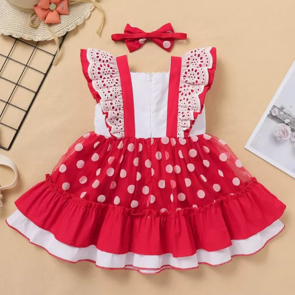 Baby Girl Tutu Dress Summer Sleeveless Plaid Princess Birthday Party Dresses Flower Bowknot Sundress with Headband SetRed Bow