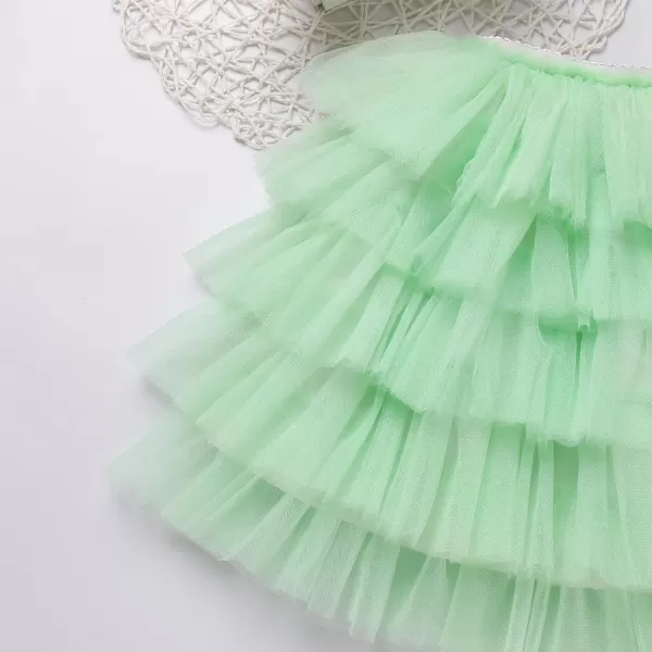 Baby Girl Tutu Skirt with Diaper Cover Toddler Girls Tulle Bloomers and Headband First Birthday Cake Smash Outfits 03TGreen Without Diaper and Headband