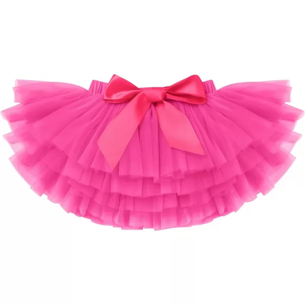 Baby Girl Tutu Skirt with Diaper Cover Toddler Girls Tulle Bloomers and Headband First Birthday Cake Smash Outfits 03THot Pink