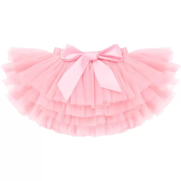 Baby Girl Tutu Skirt with Diaper Cover Toddler Girls Tulle Bloomers and Headband First Birthday Cake Smash Outfits 03TPink