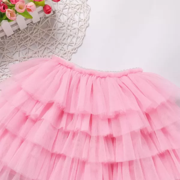 Baby Girl Tutu Skirt with Diaper Cover Toddler Girls Tulle Bloomers and Headband First Birthday Cake Smash Outfits 03TPink Without Diaper and Headband