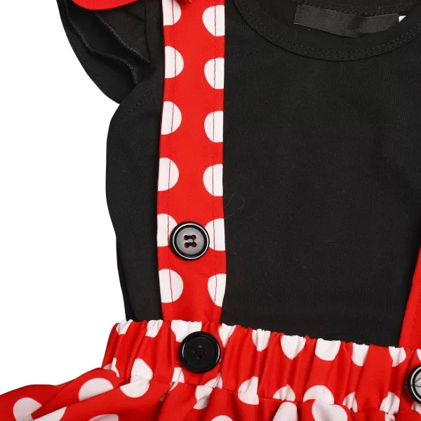 Baby Girls 1st Birthday Outfit Romper Polka Dot Dress Suspender Tutu Skirt Headband 3Pcs Clothes Set for Photo ShootBlack  Red