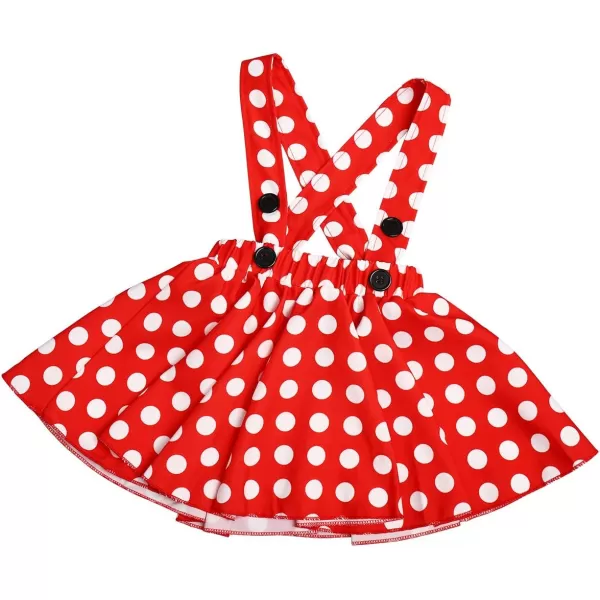 Baby Girls 1st Birthday Outfit Romper Polka Dot Dress Suspender Tutu Skirt Headband 3Pcs Clothes Set for Photo ShootBlack  Red