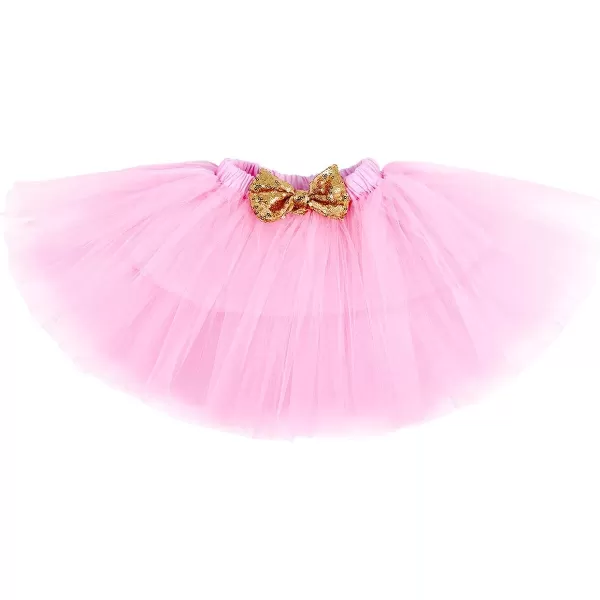 Baby Girls Birthday Outfit RomperRuffle Tulle SkirtSequins Bow Headband Valentines Cake Smash Dress Clothes 3Pcs SetPink 12 Birthday