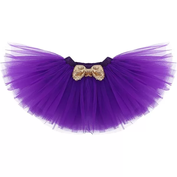 Baby Girls Birthday Outfit RomperRuffle Tulle SkirtSequins Bow Headband Valentines Cake Smash Dress Clothes 3Pcs SetPurple 12 Birthday