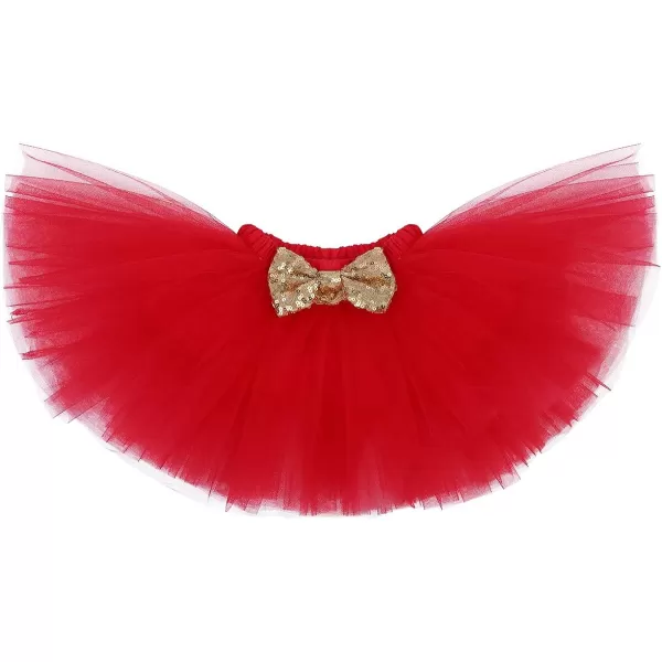 Baby Girls Birthday Outfit RomperRuffle Tulle SkirtSequins Bow Headband Valentines Cake Smash Dress Clothes 3Pcs SetRed 12 Birthday