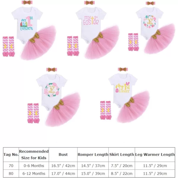 Baby Girls My 1st Valentines Easter Outfit Romper Ruffle Tutu Skirt Headband Leg Warmers 4PCS Party Dress Clothes SetPink  Floral 1st Easter 01