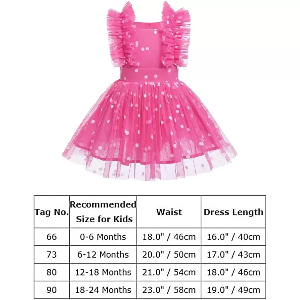 Baby Girls Sequins Romper Tutu Dress Flower Bowknot Dots Print Summer Flutter Sleeves Princess Birthday Party DressesHot Pink