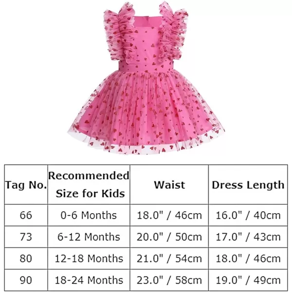 Baby Girls Sequins Romper Tutu Dress Flower Bowknot Dots Print Summer Flutter Sleeves Princess Birthday Party DressesHot Pink Heart