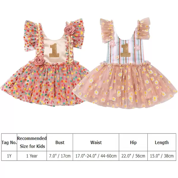 Baby Girls Sequins Romper Tutu Dress Flower Bowknot Dots Print Summer Flutter Sleeves Princess Birthday Party DressesPink  Daisy